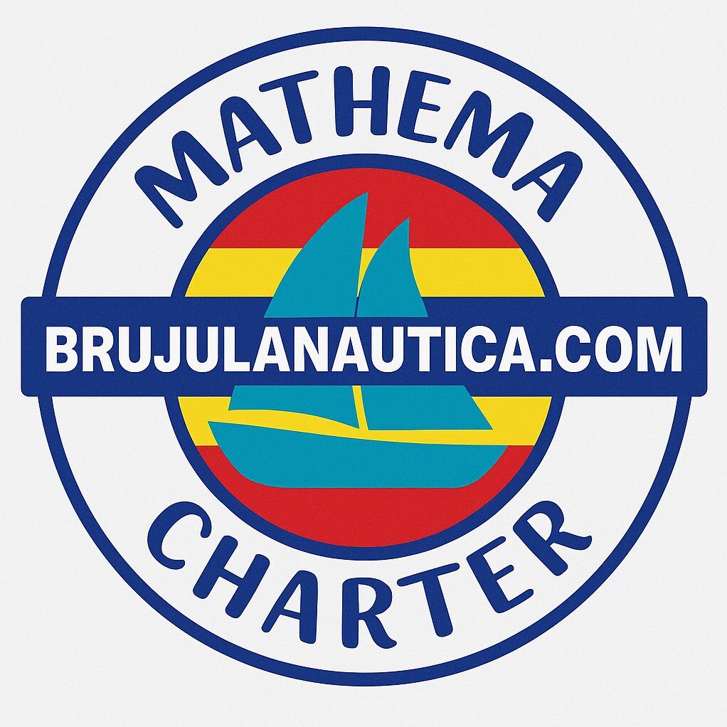 logo brujula nautica velero mathema
